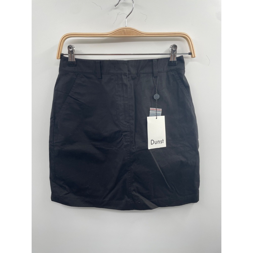 NWT Dunst A-line Mini Skirt Women's Small Black Pull-On Back Pockets 100% Cotton